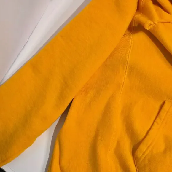 Champion Reverse Weave Hoodie C Gold Yellow Unisex Pullover Sweatshirt Large - Picture 6 of 12